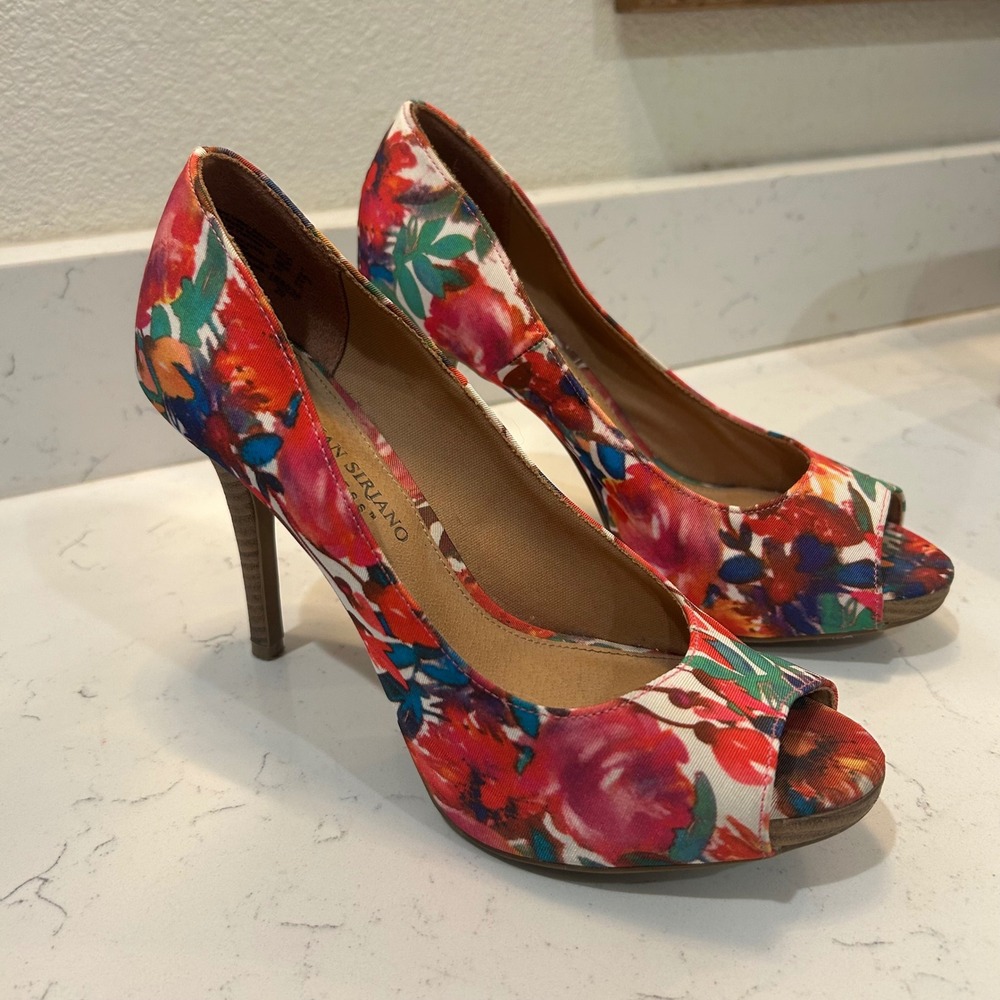 Christian Siriano for Payless Women's Floral Peep Toe Heels‎ Size 7